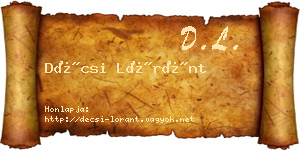 Décsi Lóránt névjegykártya