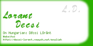 lorant decsi business card